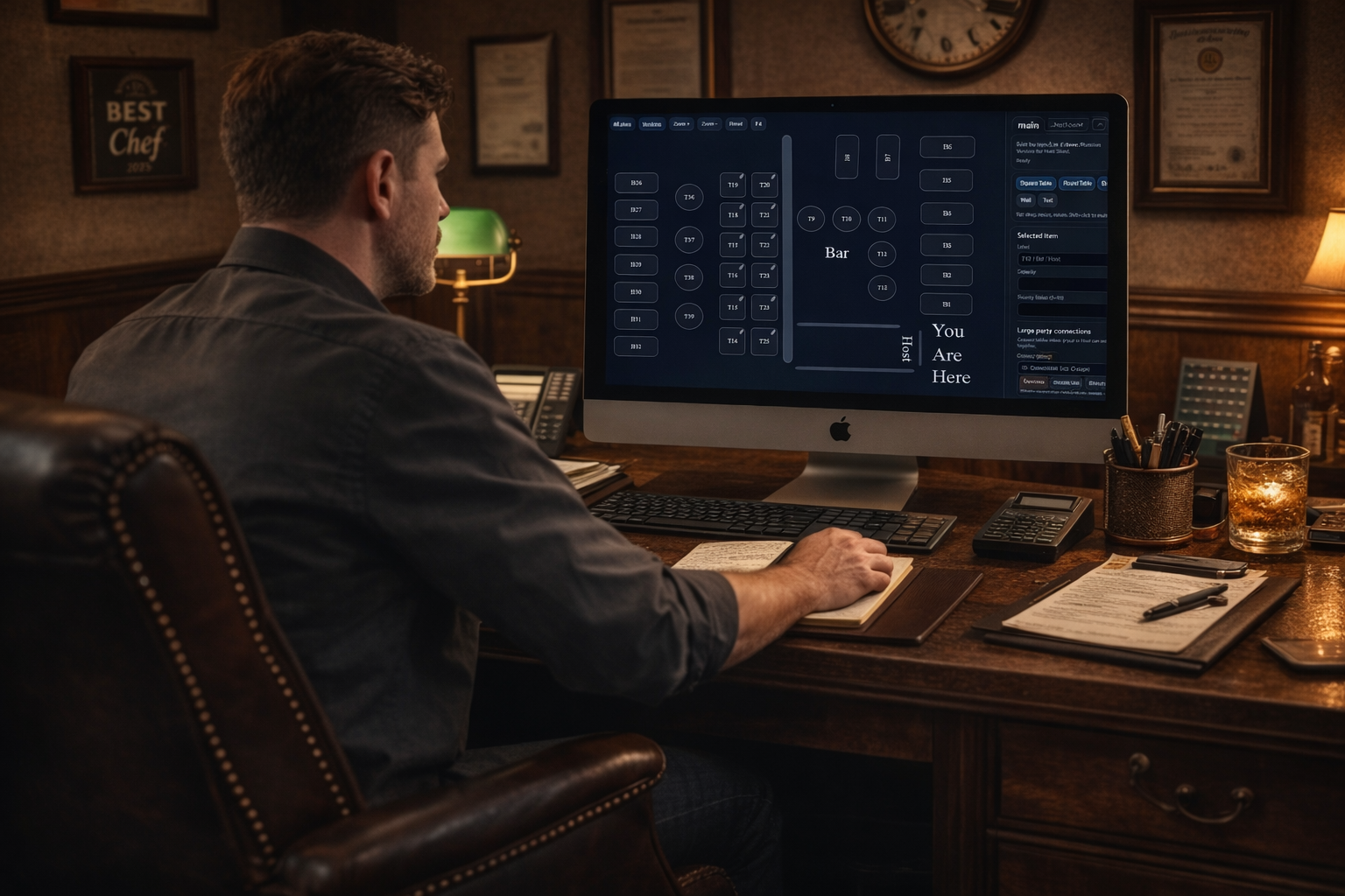 Host seating a party using the Hospi Edge Table floor plan